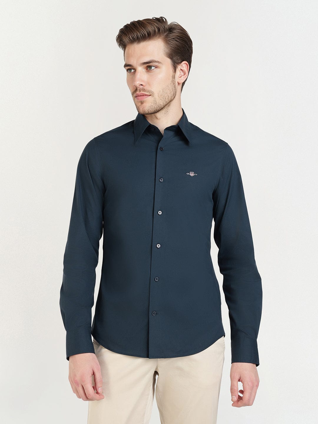 Gant Men Blue Solid Collar Shirt