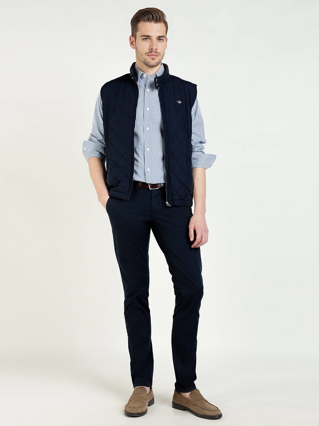 Gant Men Slim Blue Striped Poplin Shirt