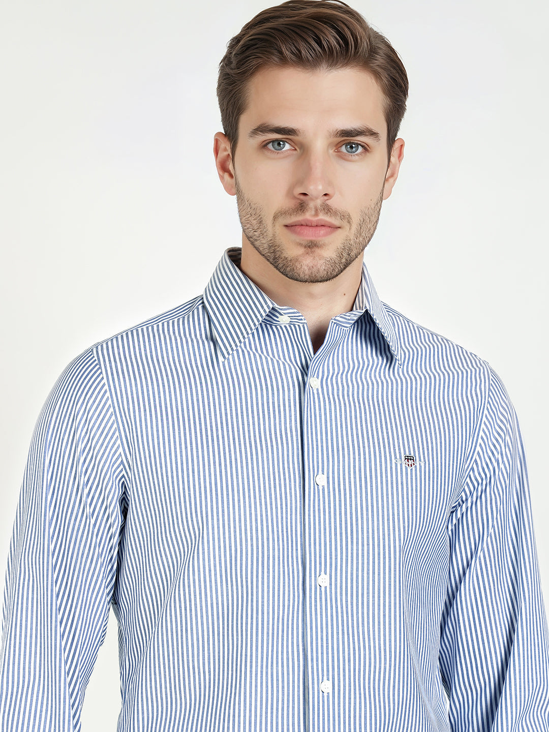 Gant Men Slim Blue Striped Poplin Shirt