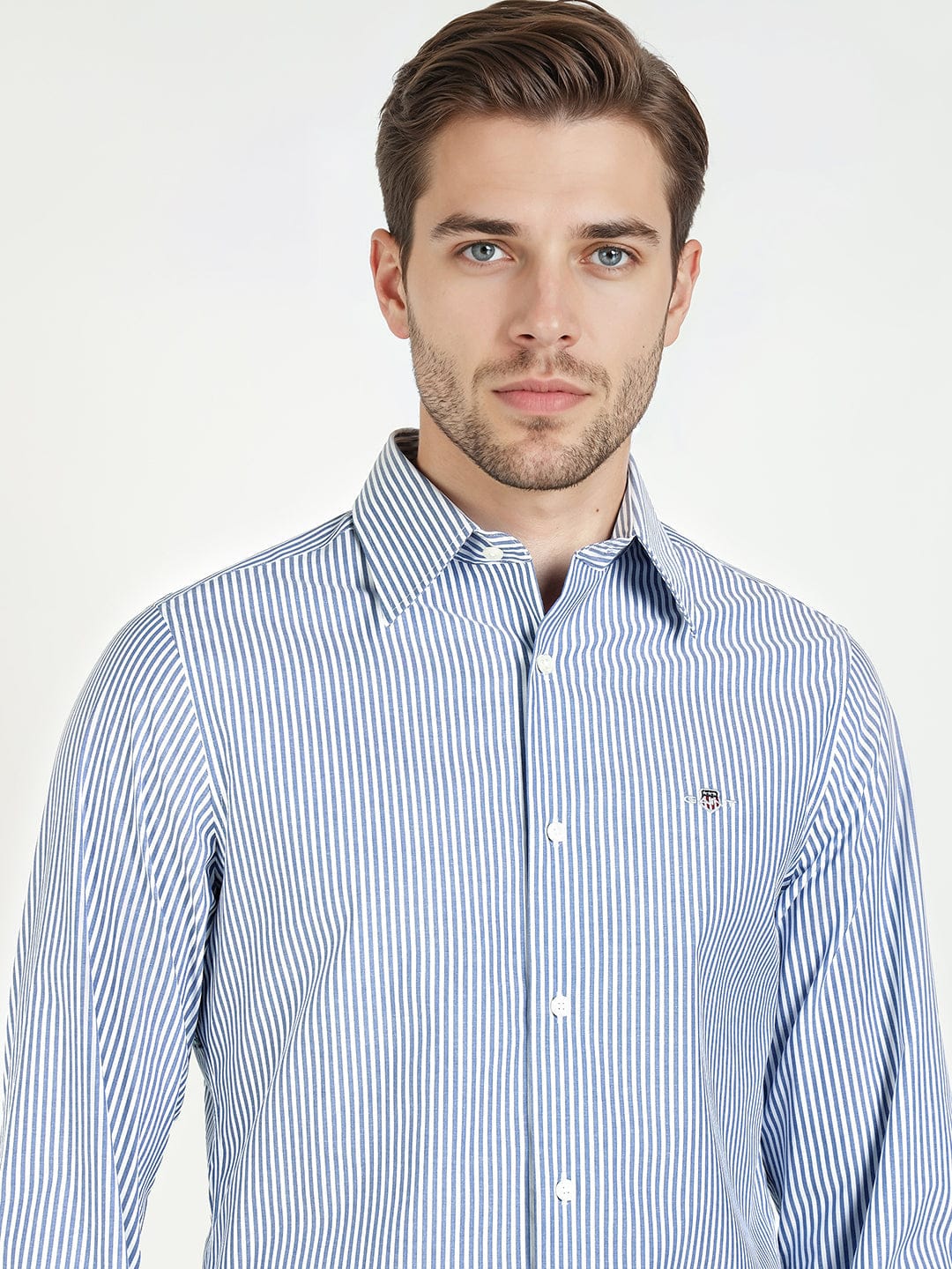 Gant Men Slim Blue Striped Poplin Shirt