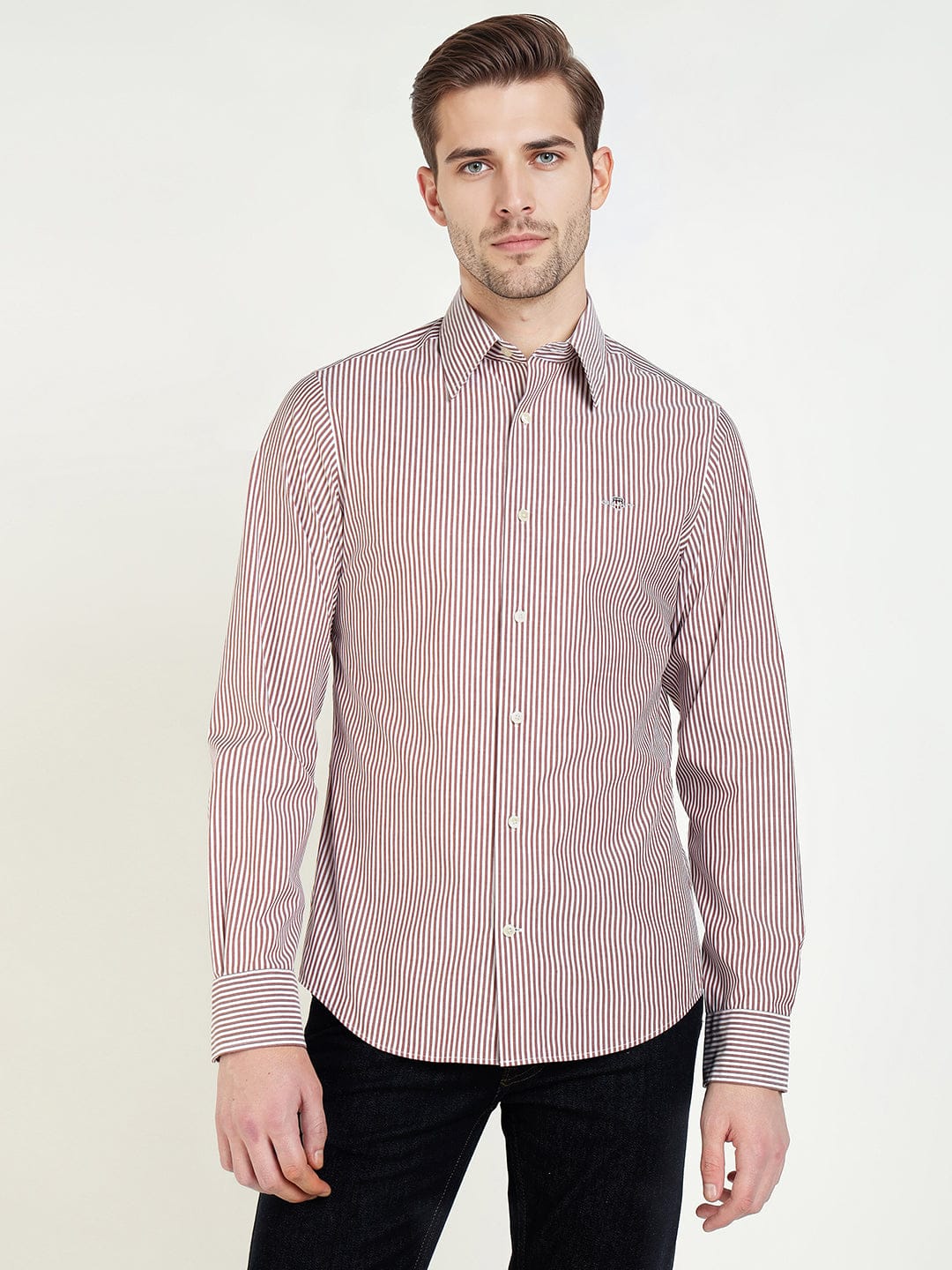 Gant Men Slim Red Striped Poplin Shirt