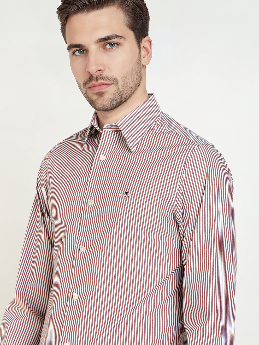 Gant Men Slim Red Striped Poplin Shirt