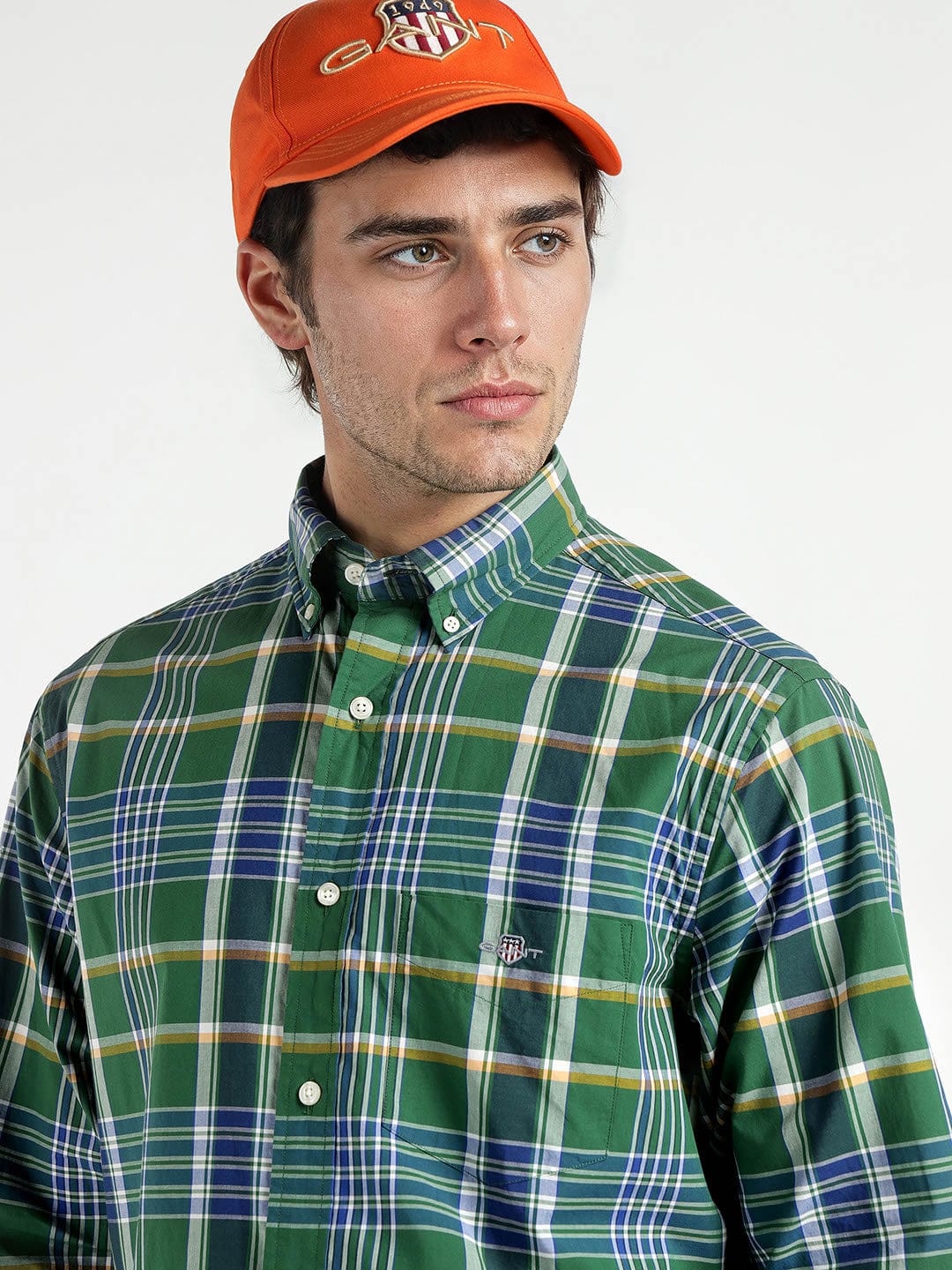 Gant Men Green Checks Collar Shirt