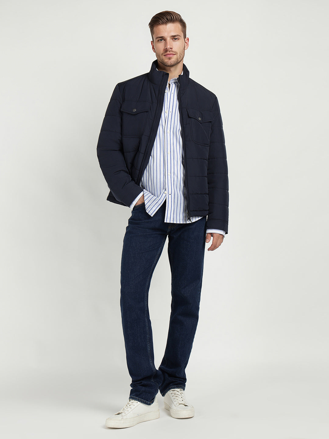 Gant Men Blue Striped Collar Shirt