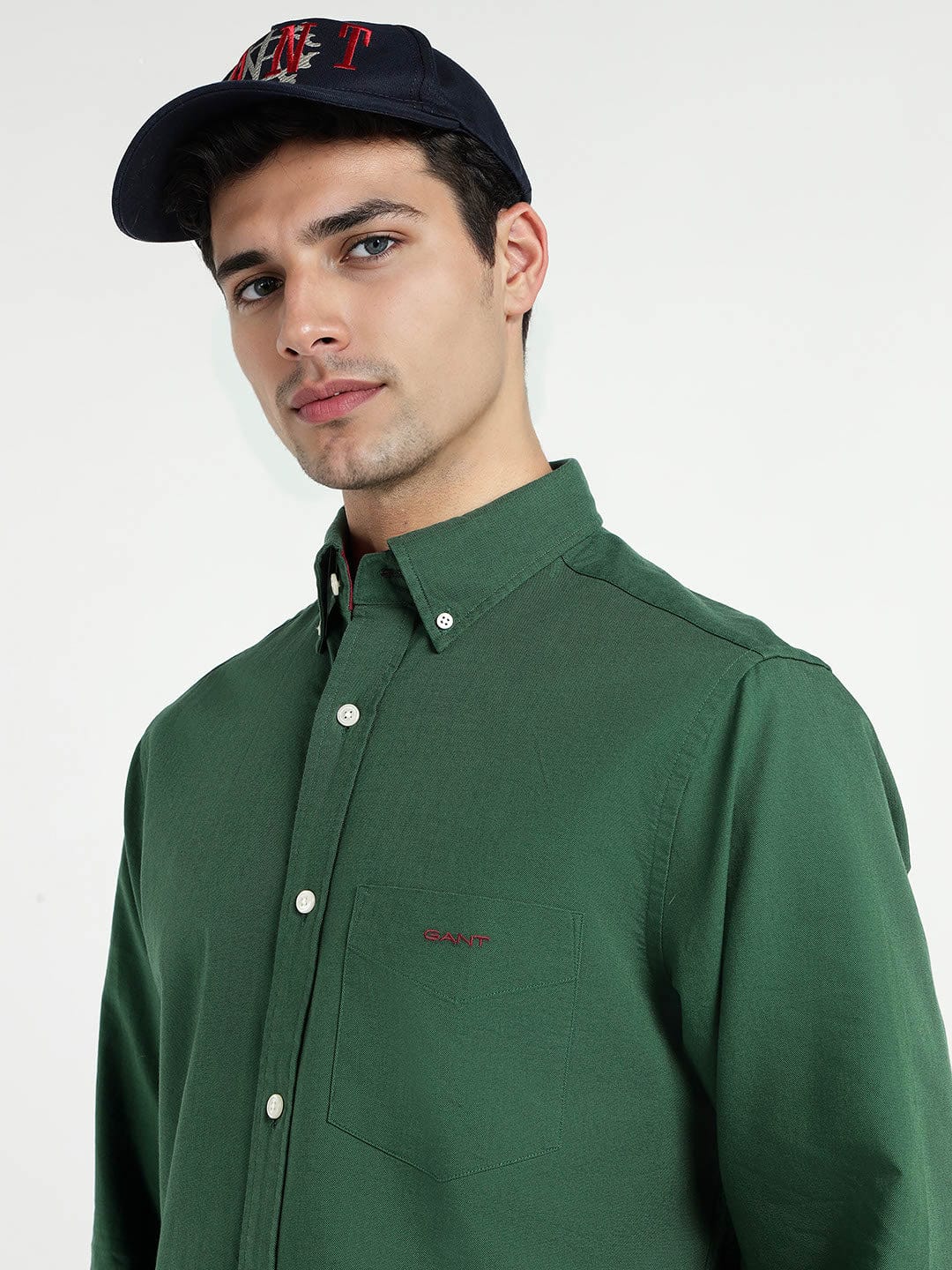 Gant Men Green Solid Collar Shirt