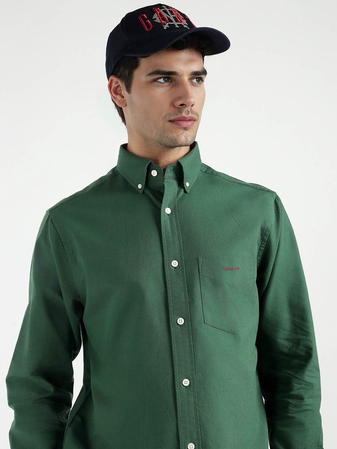 Gant Men Green Solid Collar Shirt
