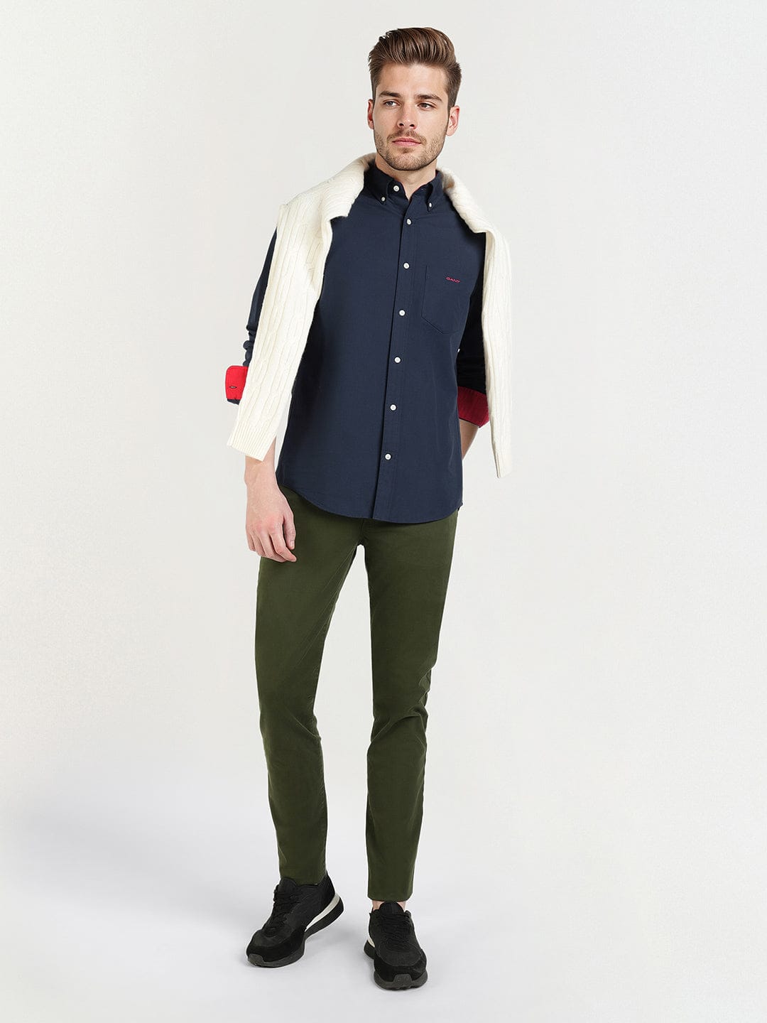 Gant Men Blue Solid Collar Shirt