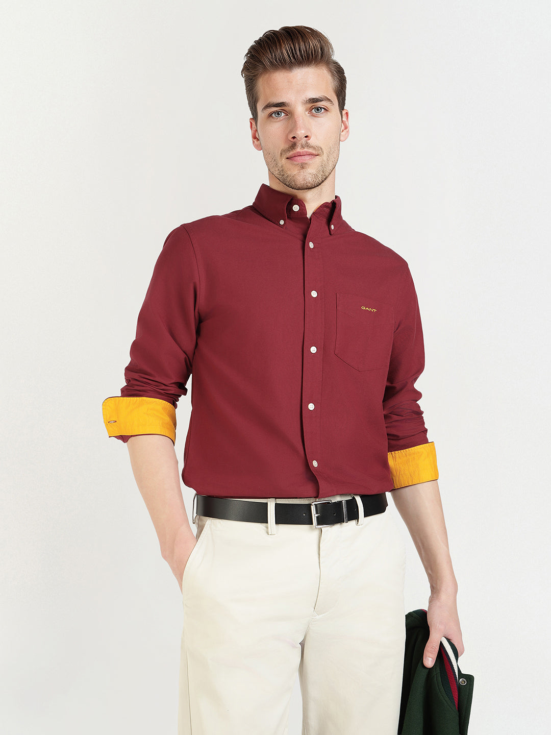 Gant Men Red Solid Collar Shirt