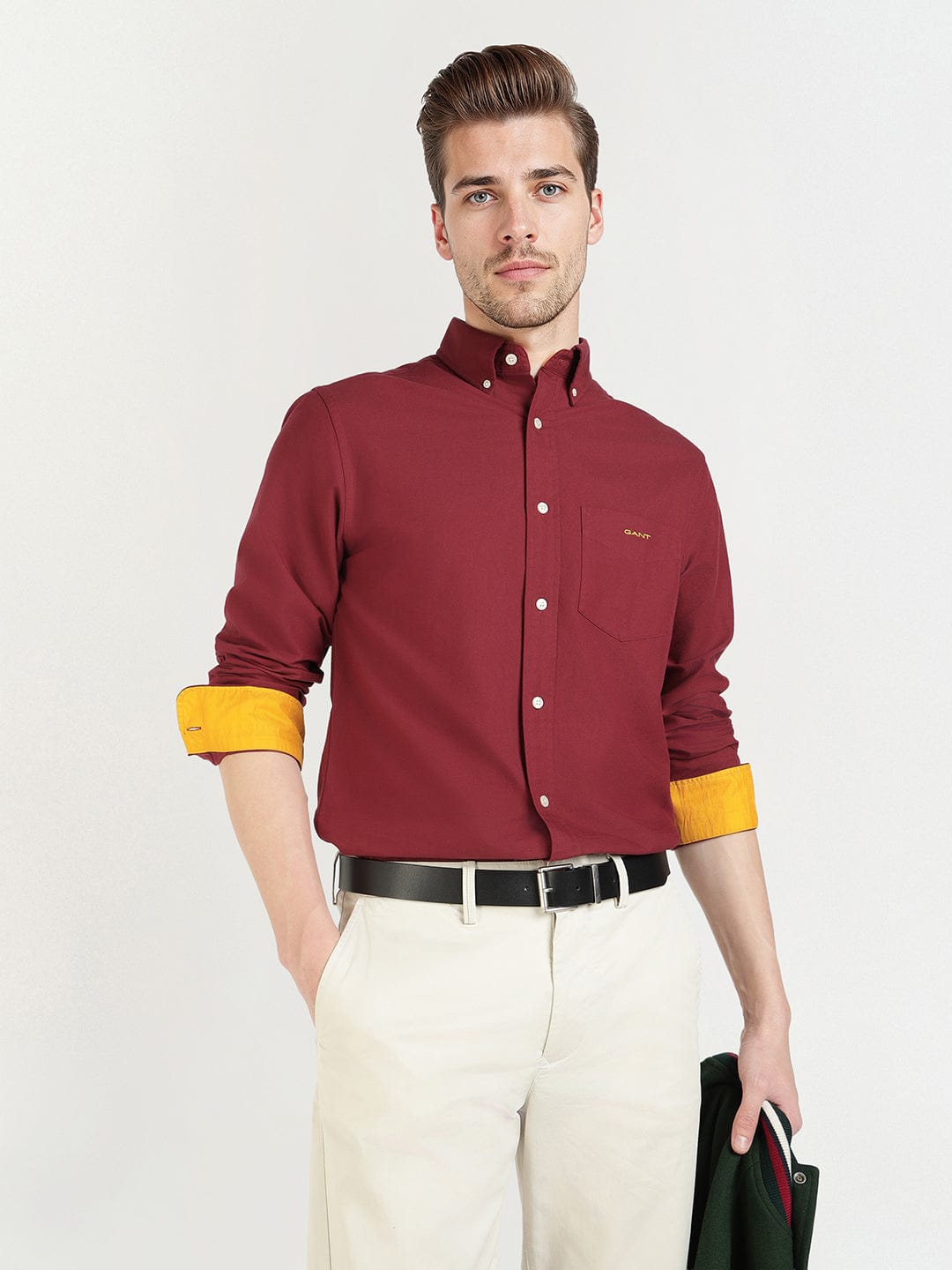Gant Men Red Solid Collar Shirt