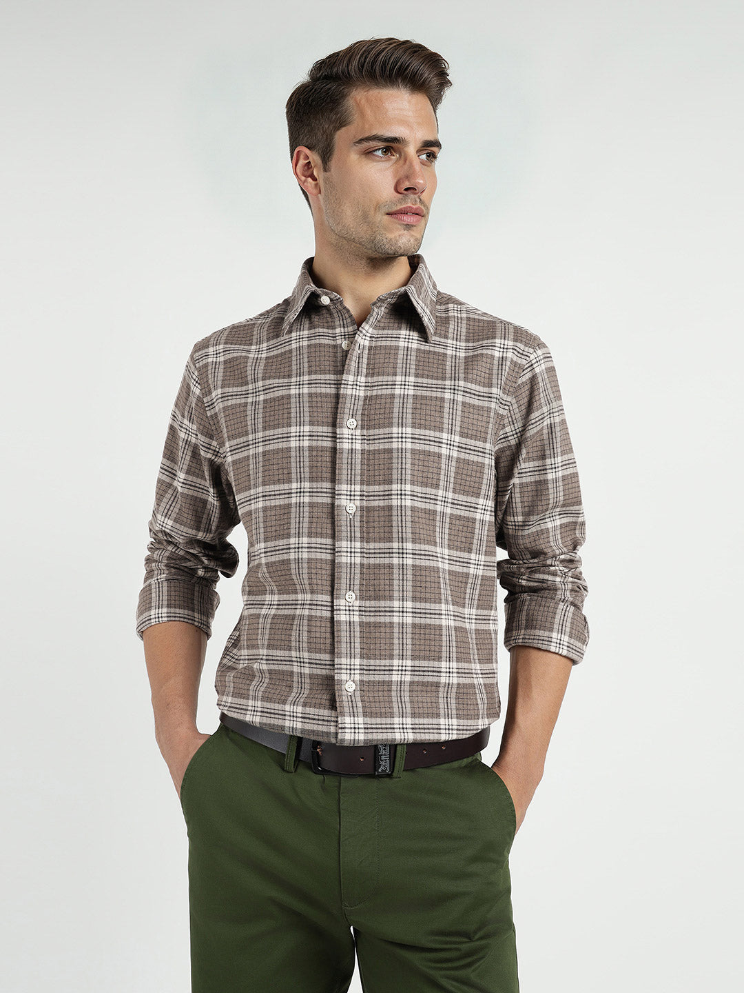 Gant Men Brown Checks Collar Shirt