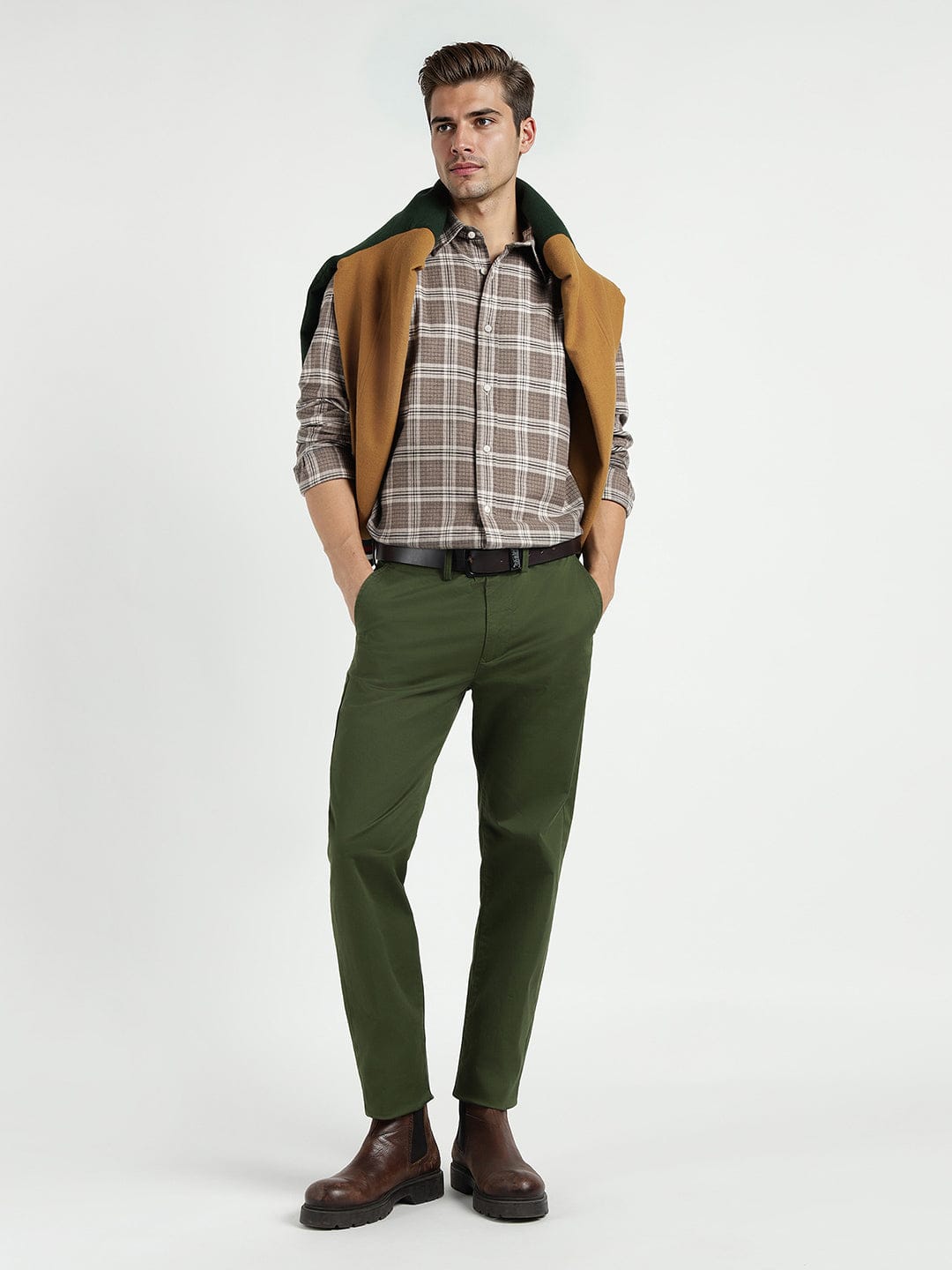 Gant Men Brown Checks Collar Shirt