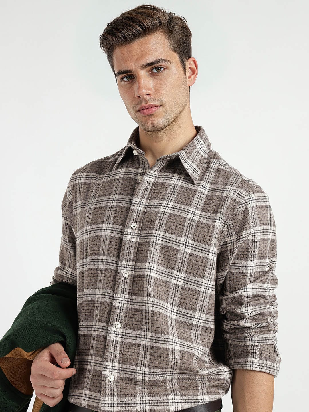 Gant Men Brown Checks Collar Shirt