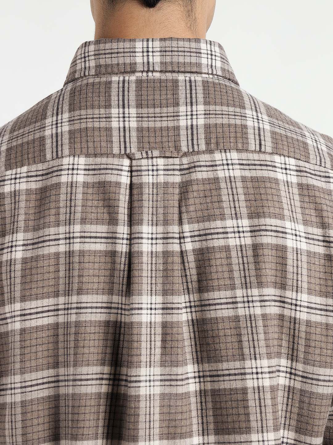 Gant Men Brown Checks Collar Shirt