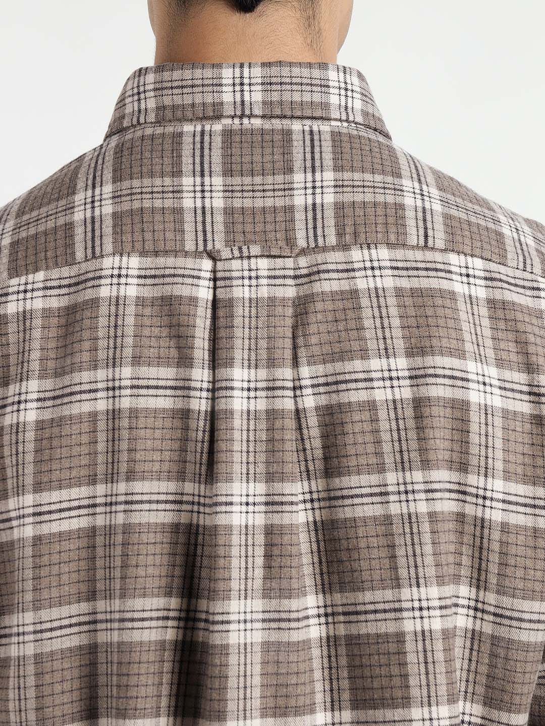 Gant Men Brown Checks Collar Shirt