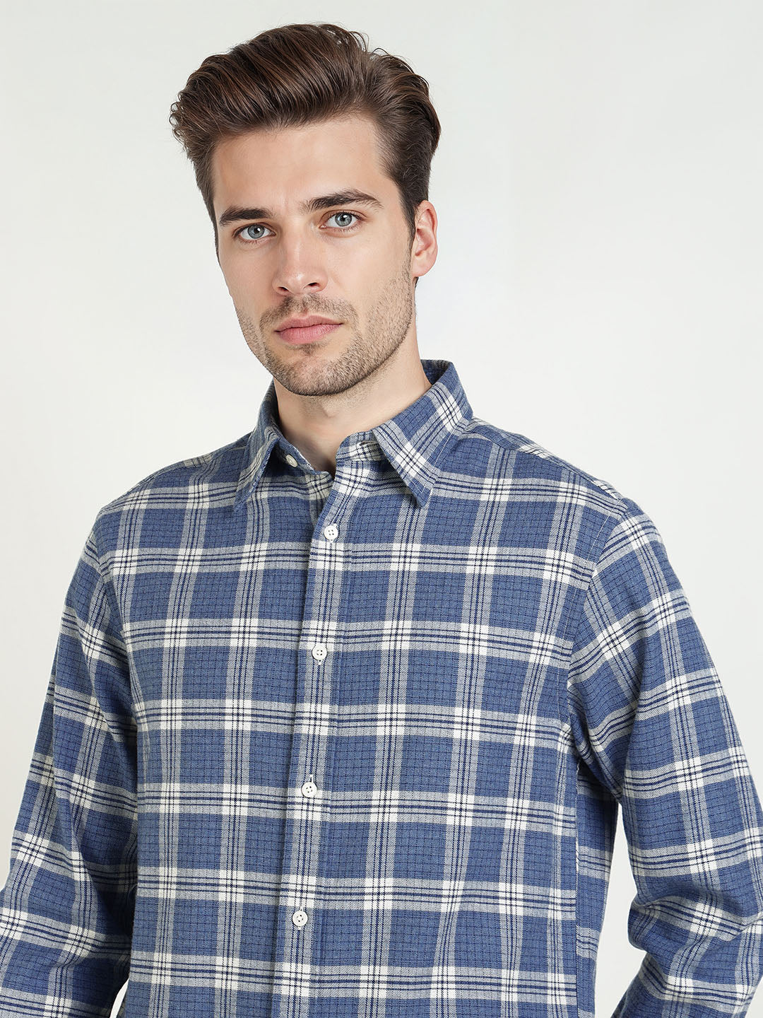 Gant Men Blue Checks Collar Shirt