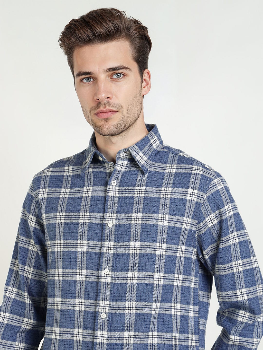 Gant Men Blue Checks Collar Shirt