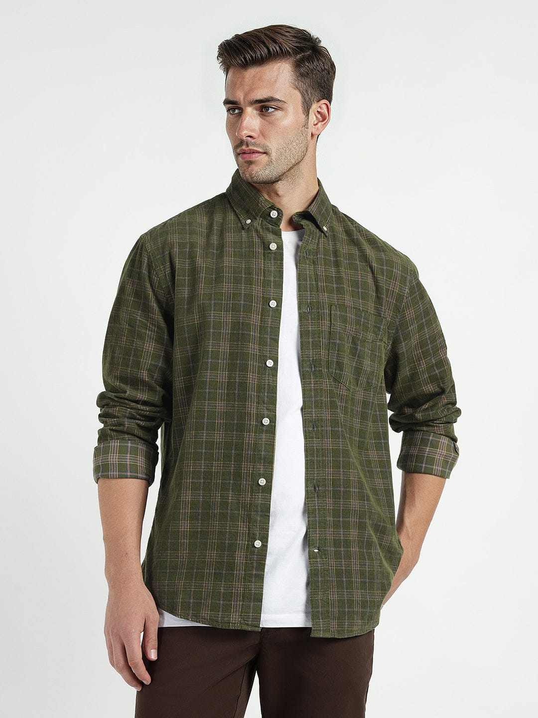 Gant Men Green Checks Collar Shirt