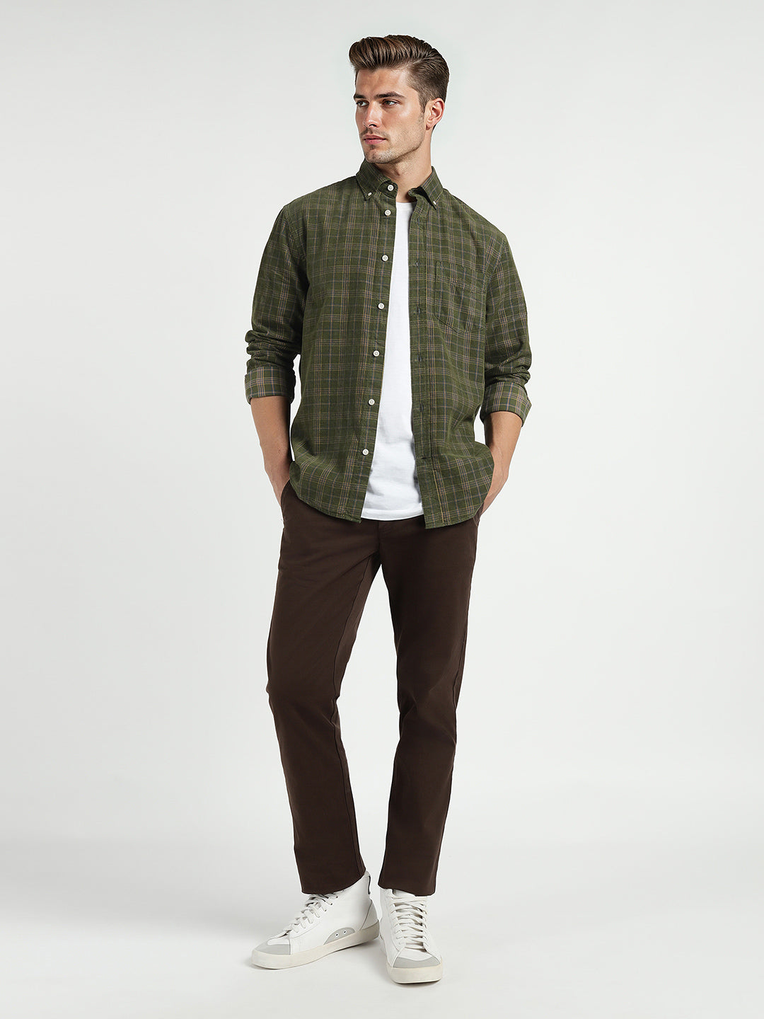 Gant Men Green Checks Collar Shirt
