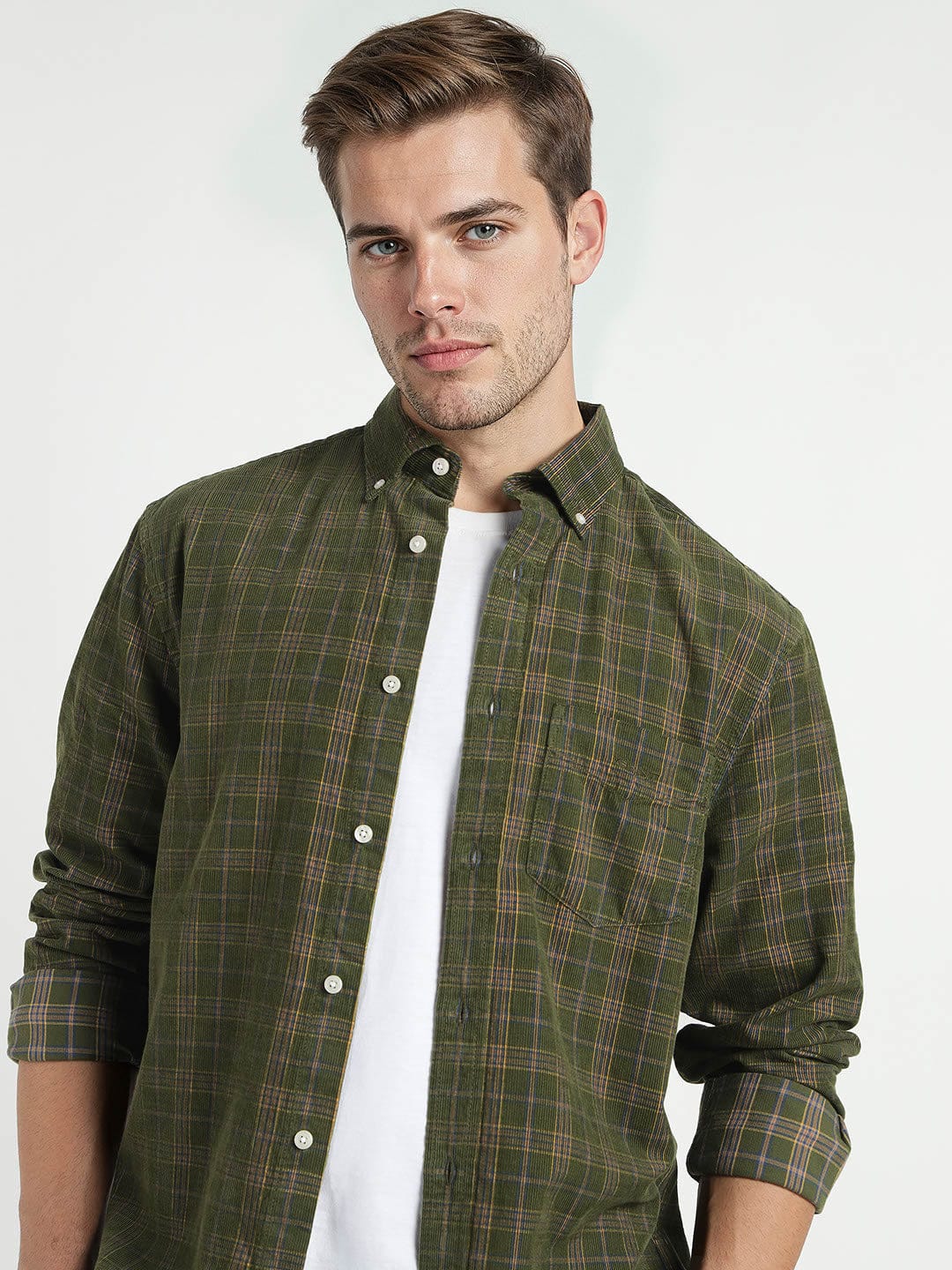 Gant Men Green Checks Collar Shirt