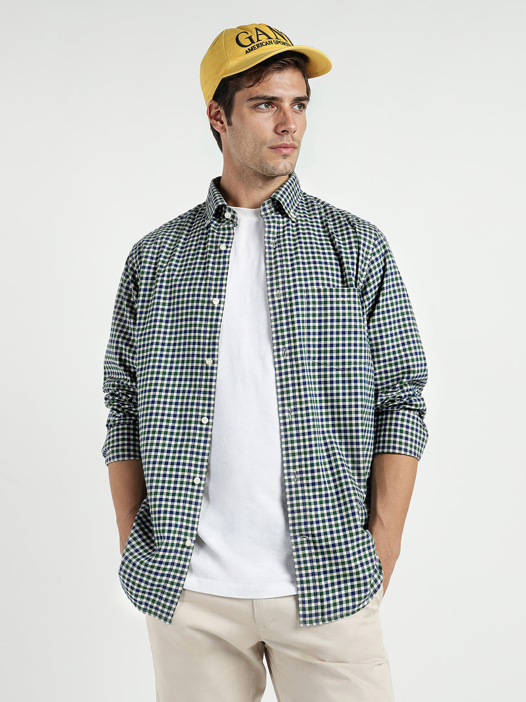 Gant Men Green Checks Collar Shirt