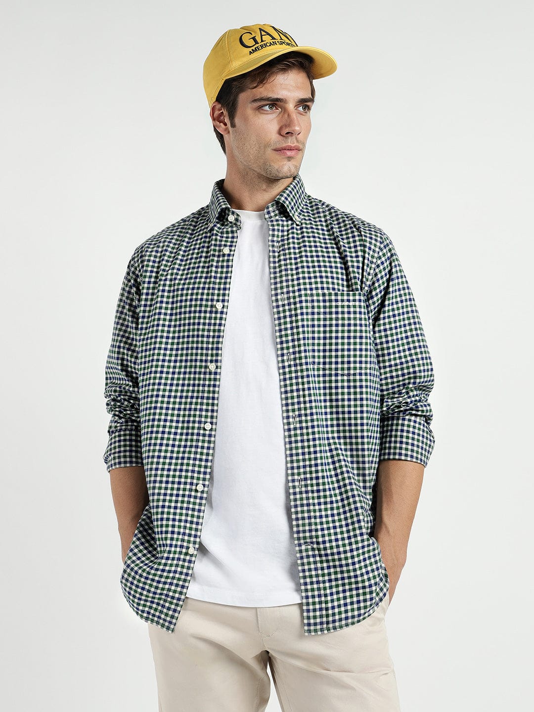 Gant Men Green Checks Collar Shirt