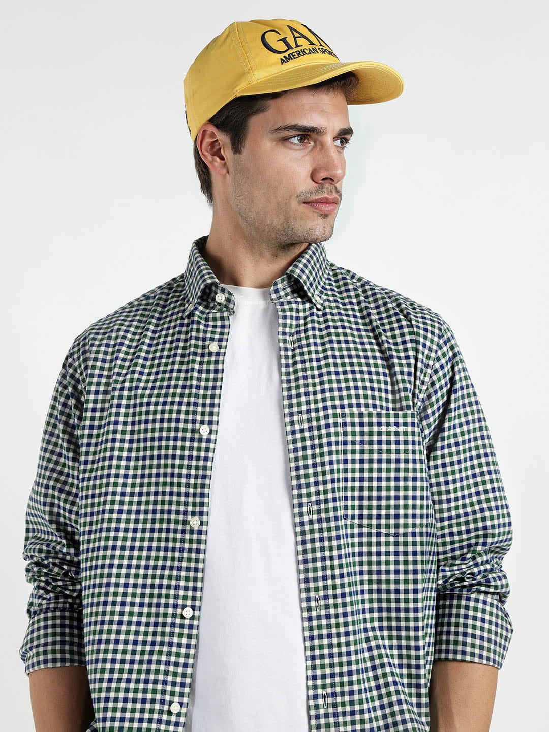 Gant Men Green Checks Collar Shirt