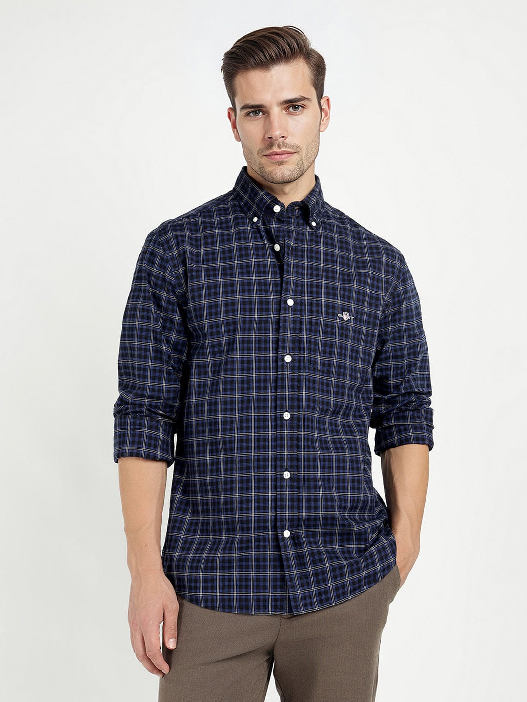 Gant Men Blue Checks Collar Shirt