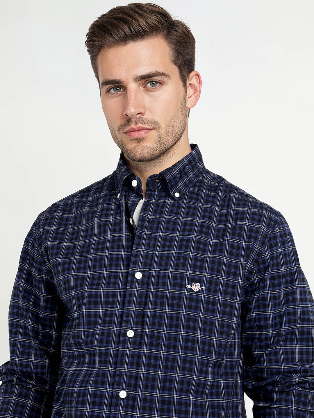 Gant Men Blue Checks Collar Shirt