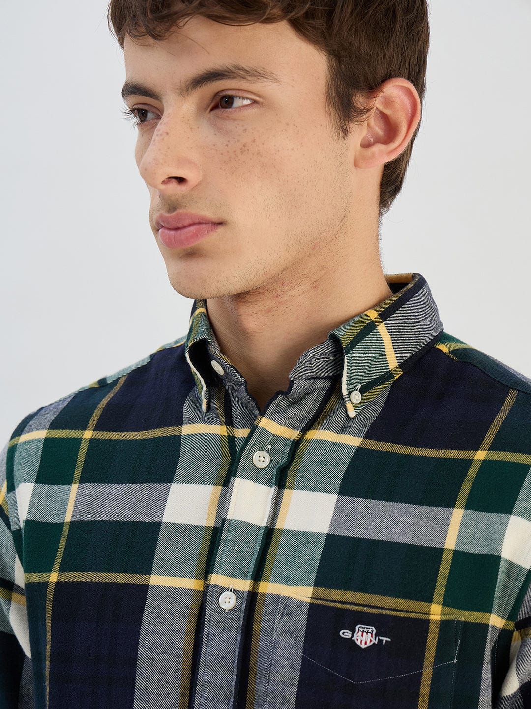 Gant Men Green Check Collared Regular Fit Shirt