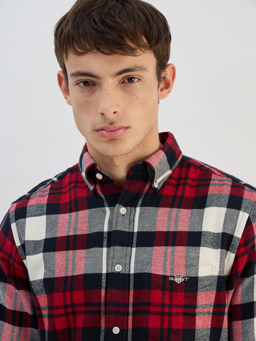 Gant Men Red Check Collared Regular Fit Shirt