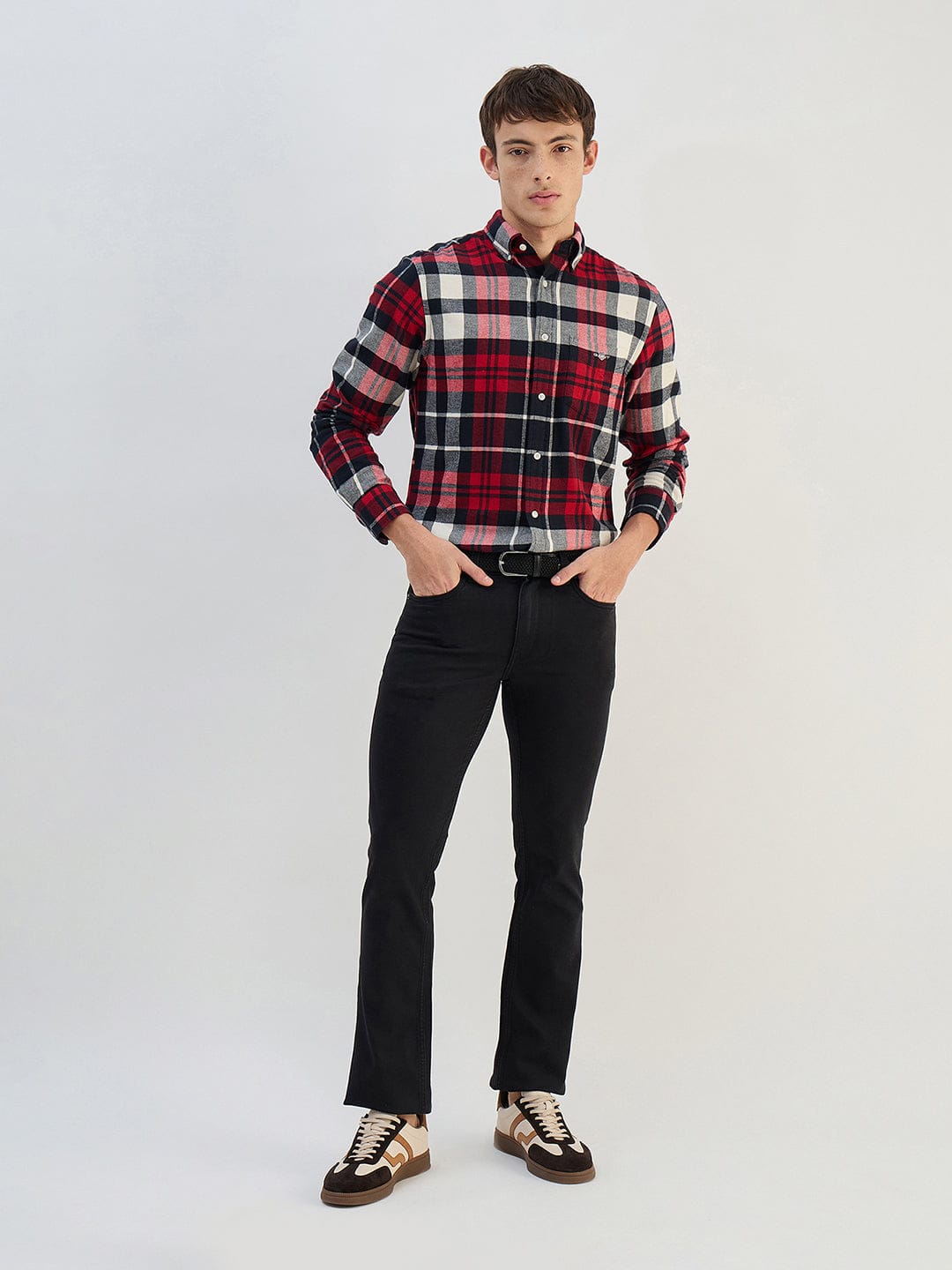Gant Men Red Check Collared Regular Fit Shirt