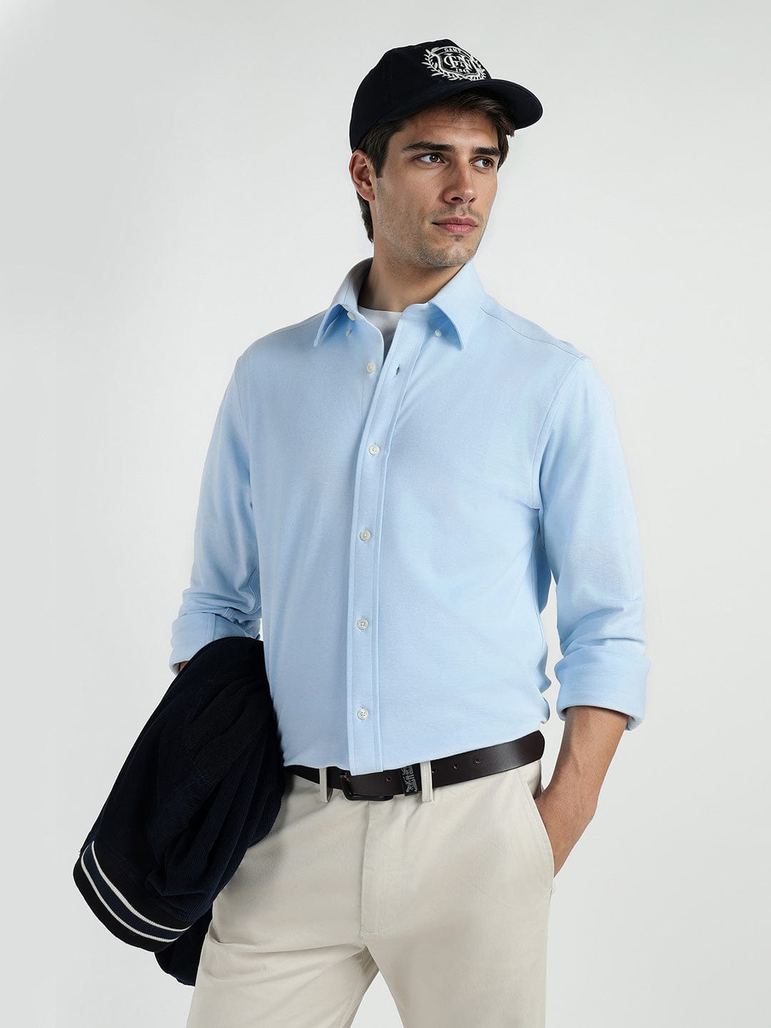 Gant Men Blue Solid Collar Shirt