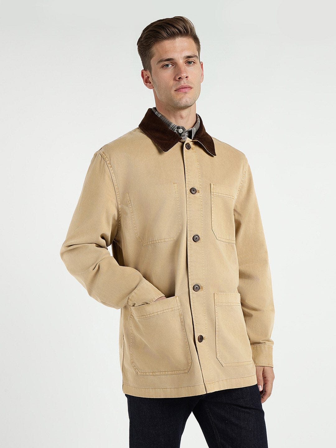 Gant Men Beige Solid Collar Shirt