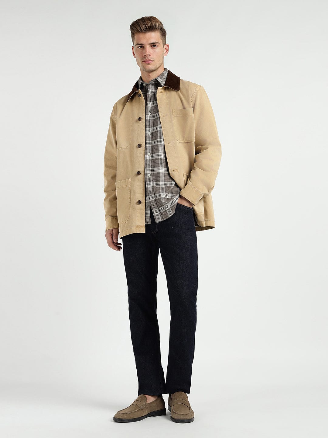 Gant Men Beige Solid Collar Shirt