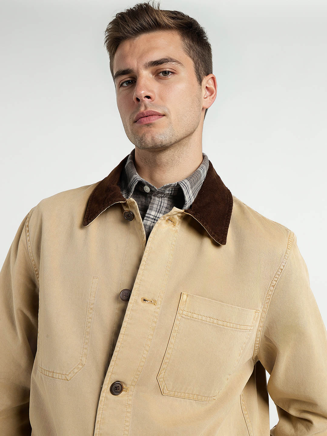 Gant Men Beige Solid Collar Shirt