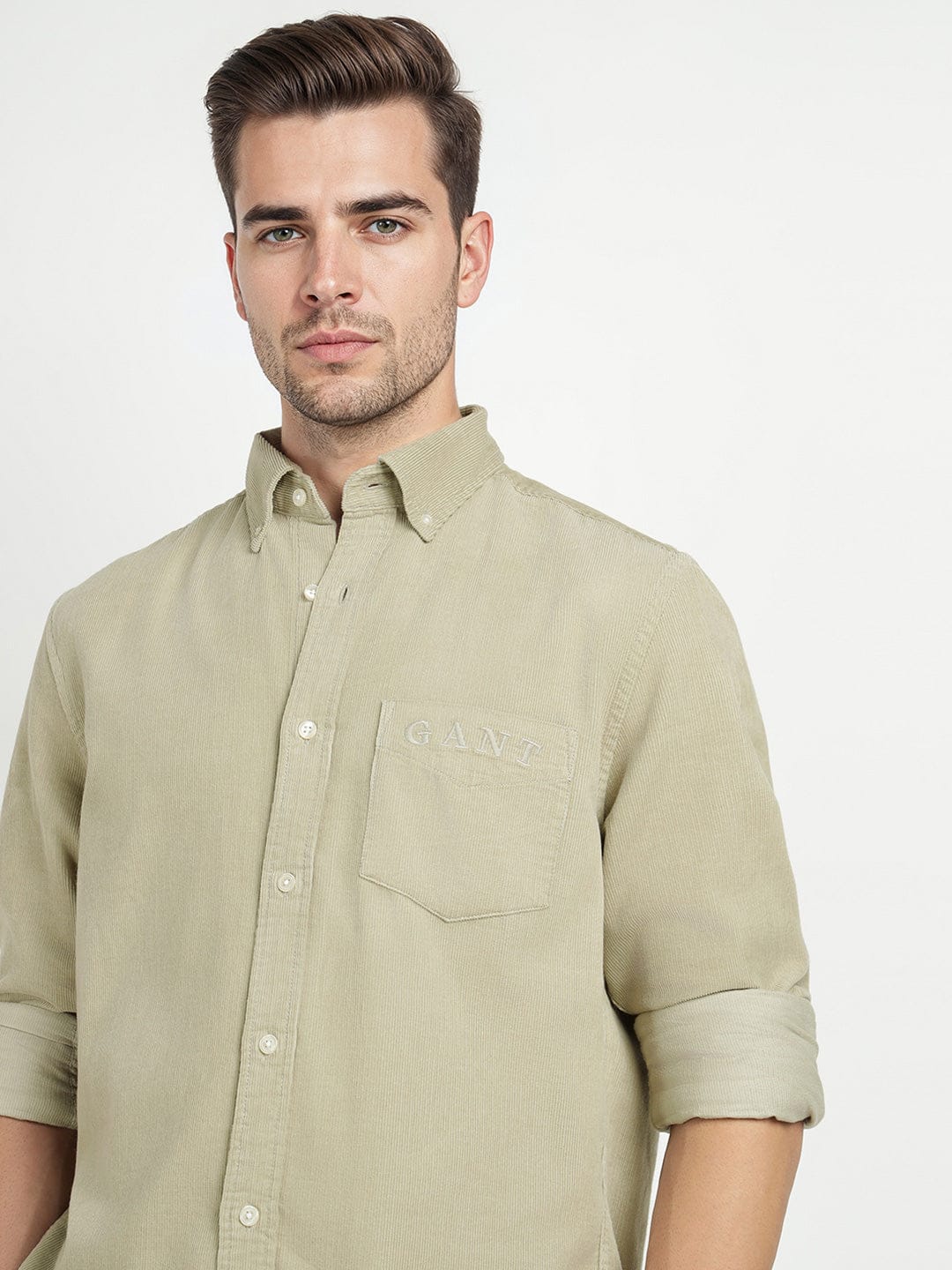 Gant Men Beige Solid Collar Shirt