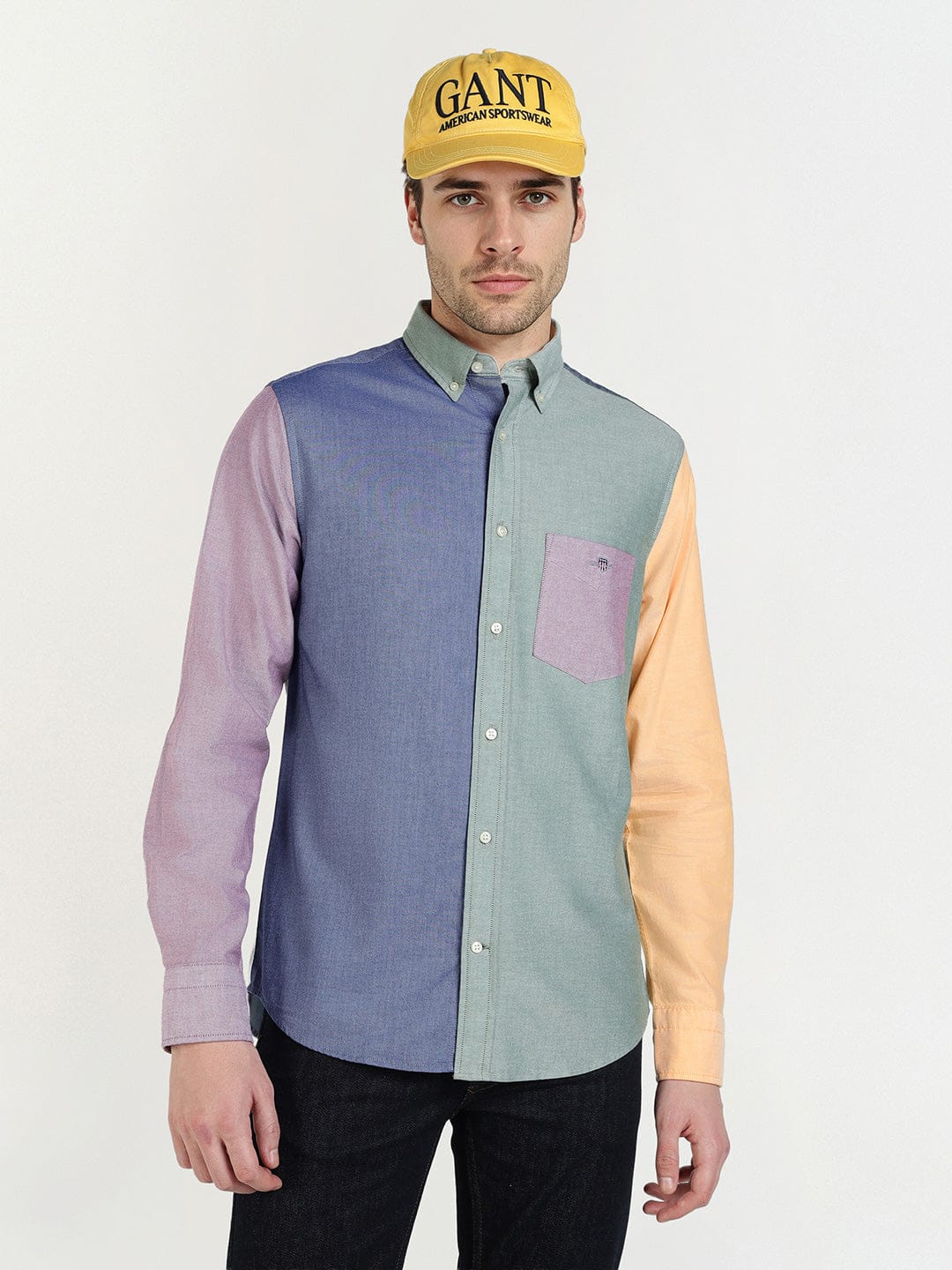 Gant Men Blue Coloublocked Collar Shirt