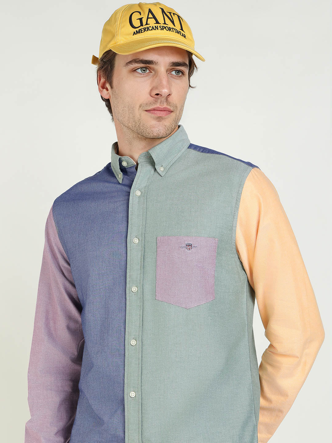 Gant Men Blue Coloublocked Collar Shirt