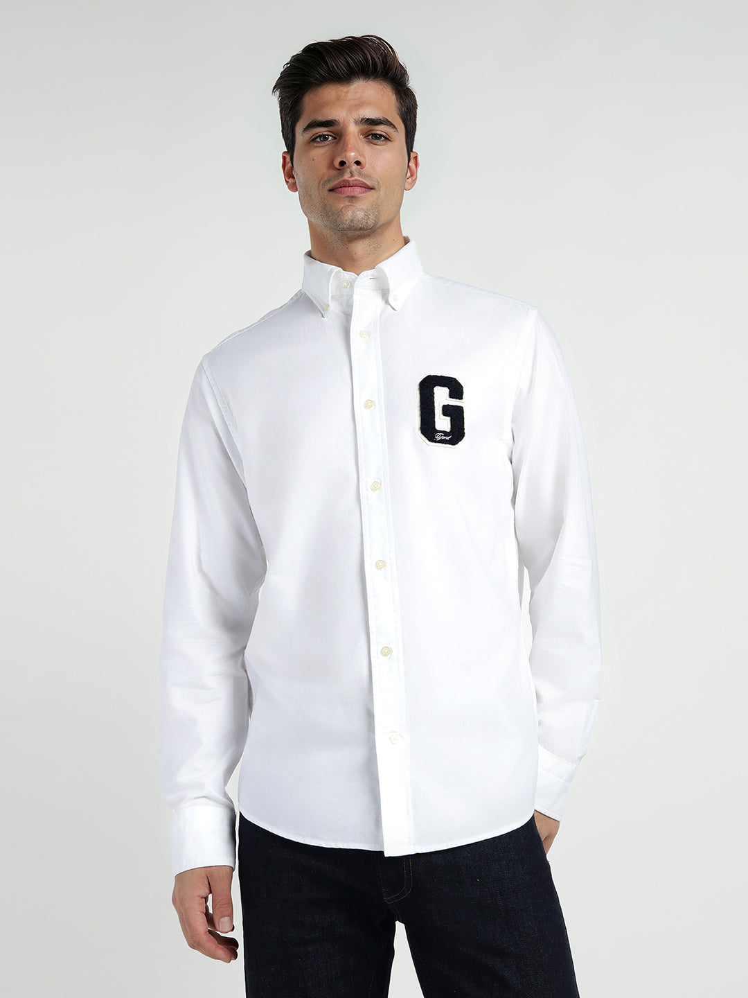 Gant Men White Solid Collar Shirt