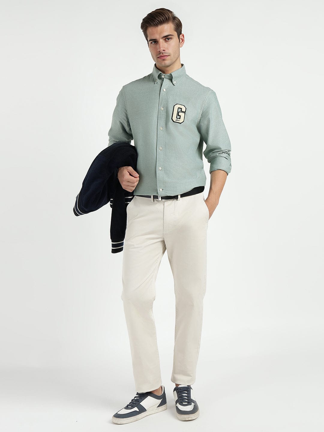 Gant Men Green Solid Collar Shirt