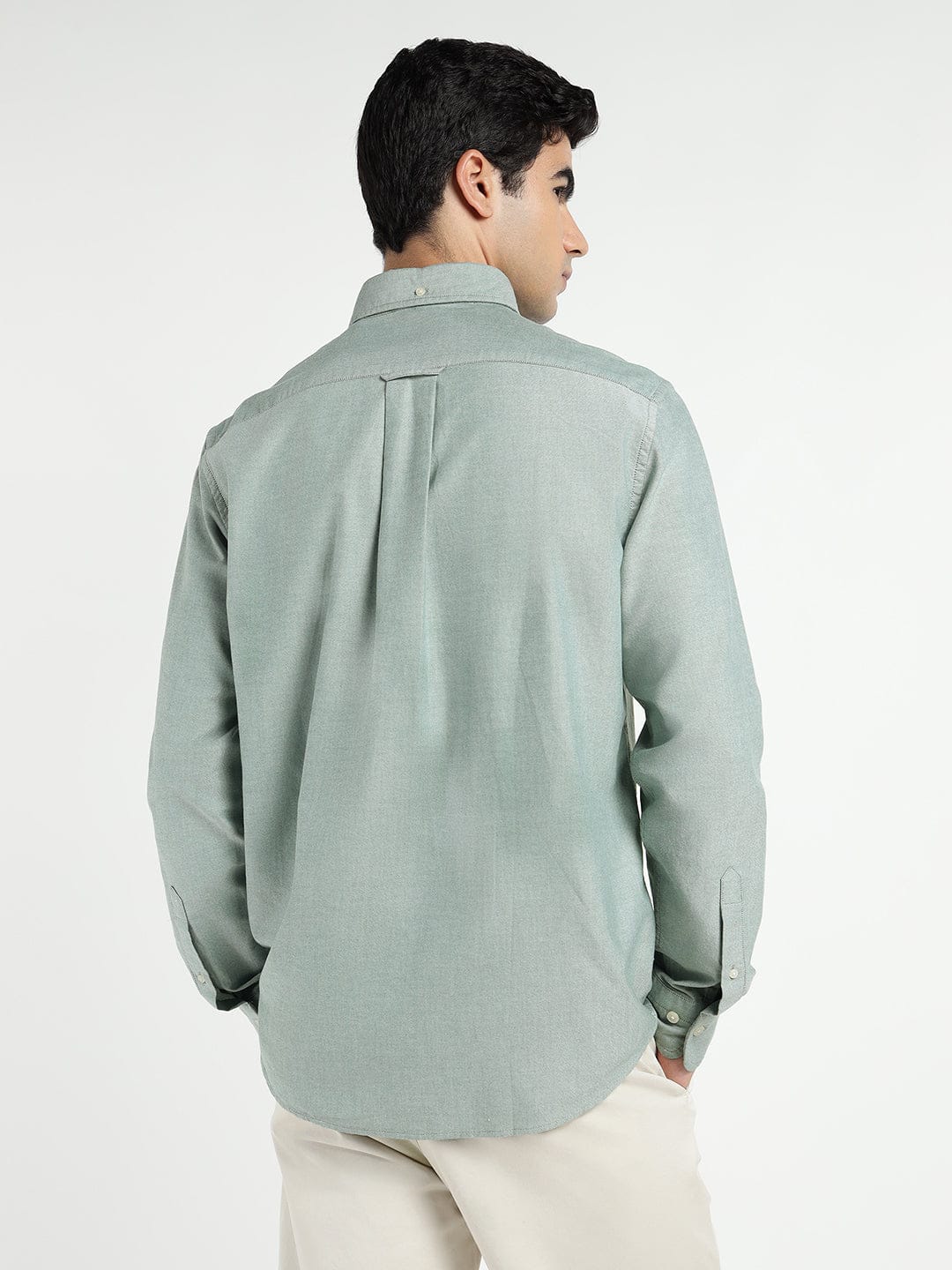 Gant Men Green Solid Collar Shirt