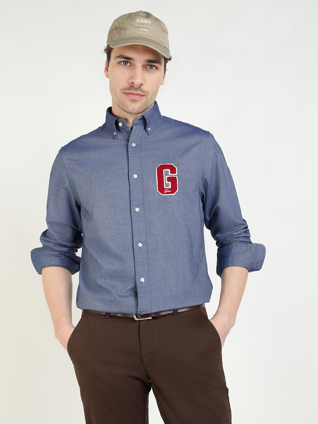Gant Men Blue Solid Collar Shirt