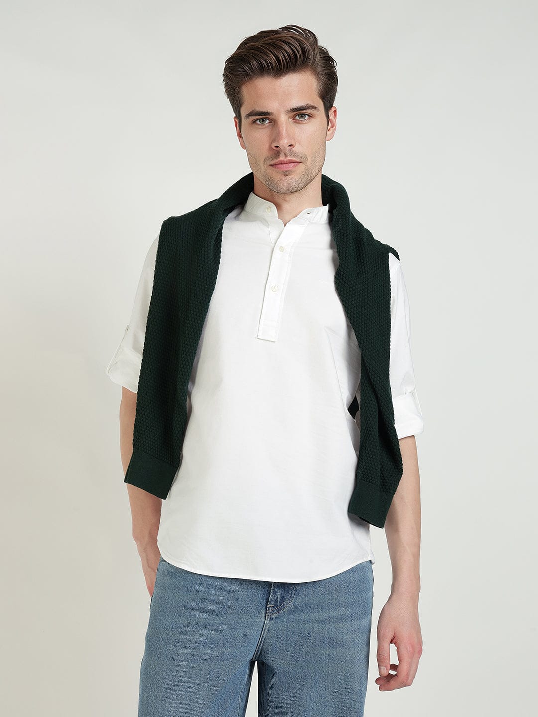 Gant Men White Solid Collar Shirt