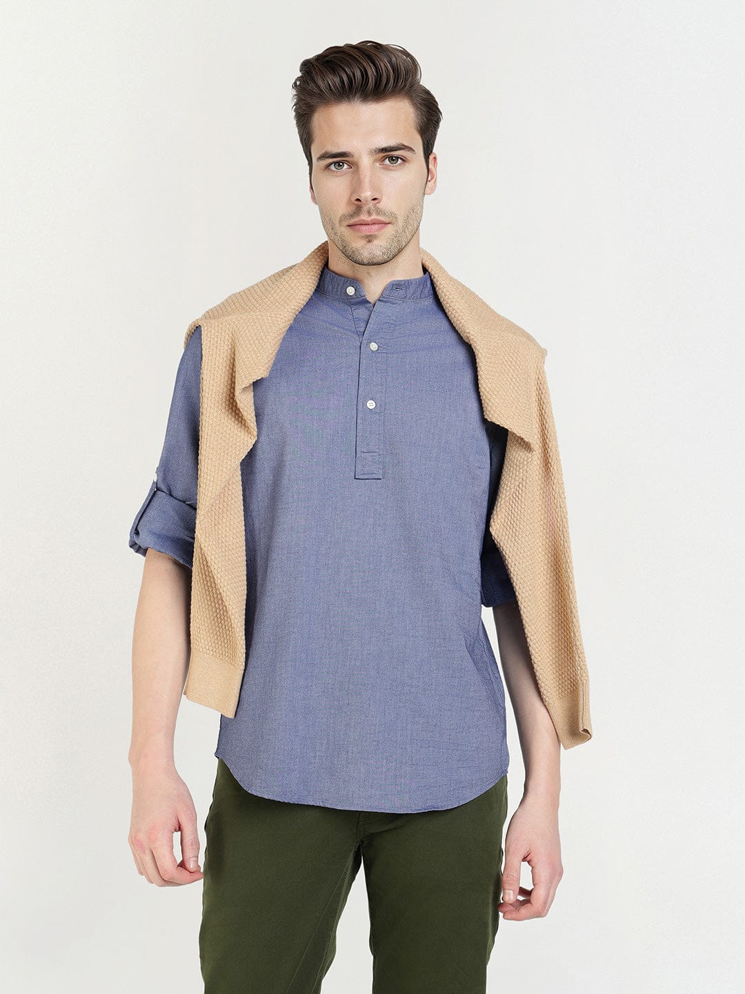 Gant Men Blue Solid Collar Shirt