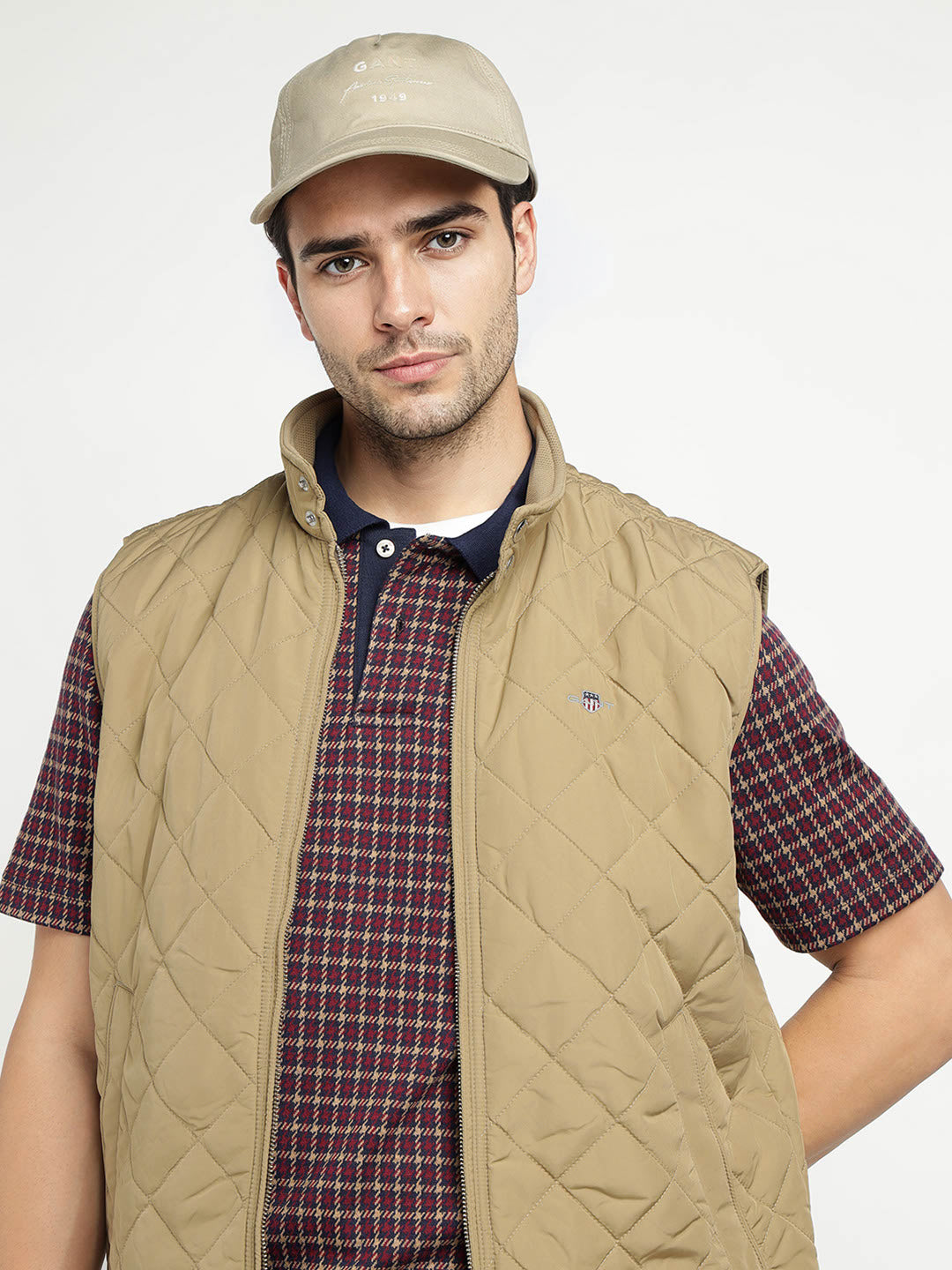 Gant Men Khaki Solid Collar Jacket