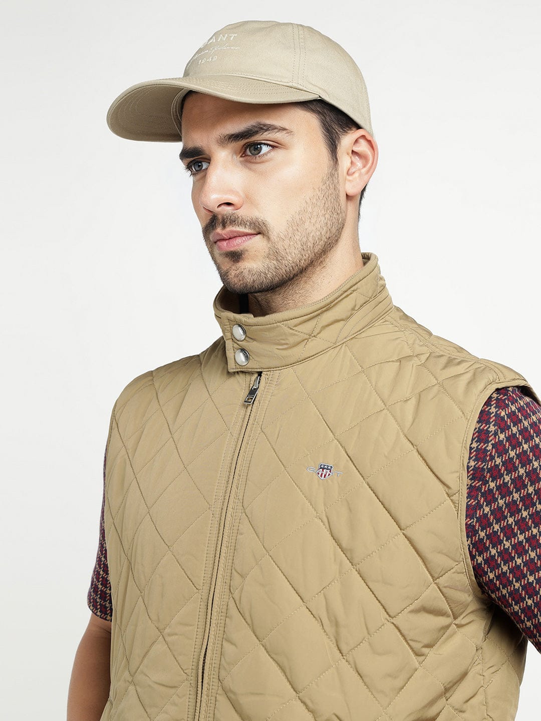 Gant Men Khaki Solid Collar Jacket