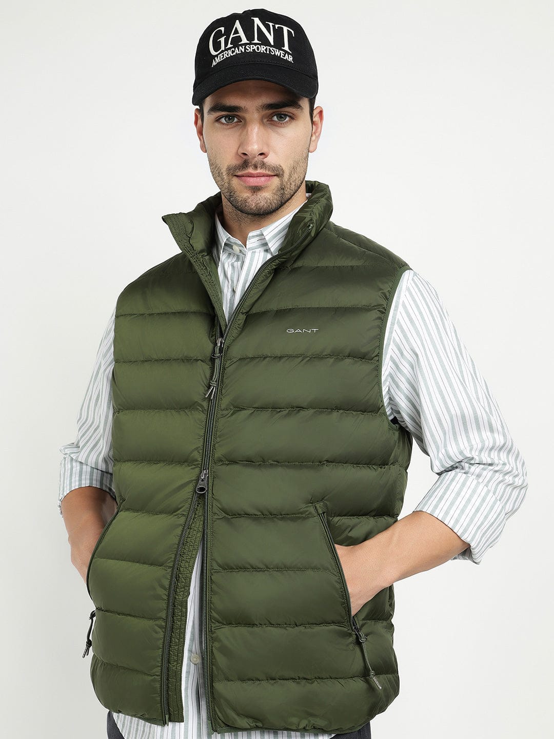 Gant Men Green Solid Collar Jacket