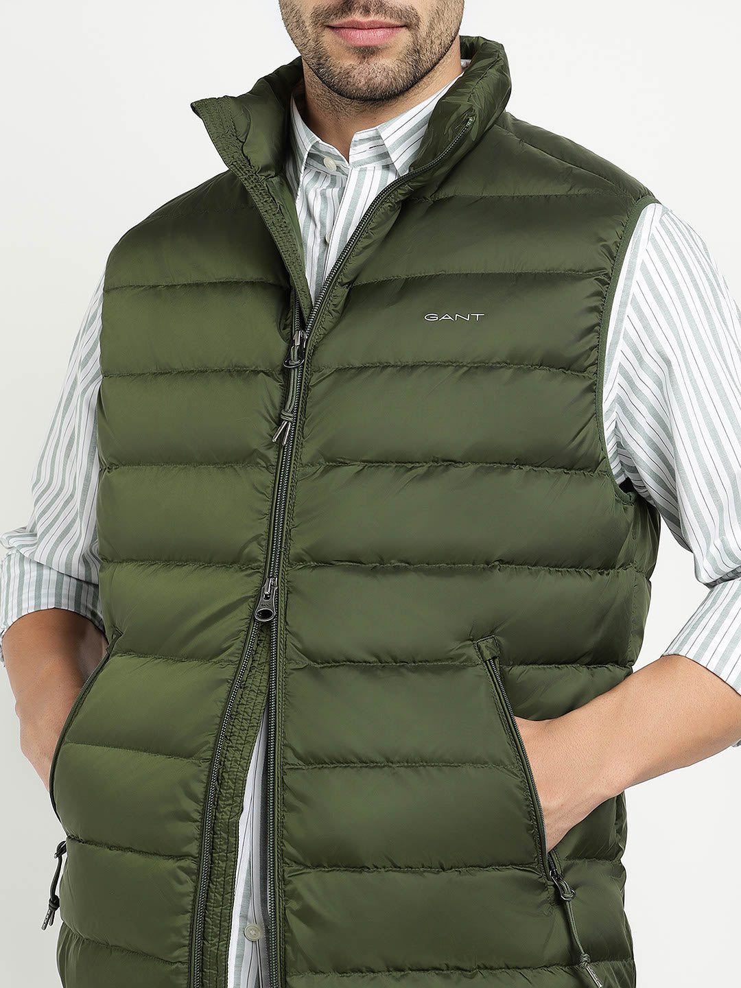 Gant Men Green Solid Collar Jacket