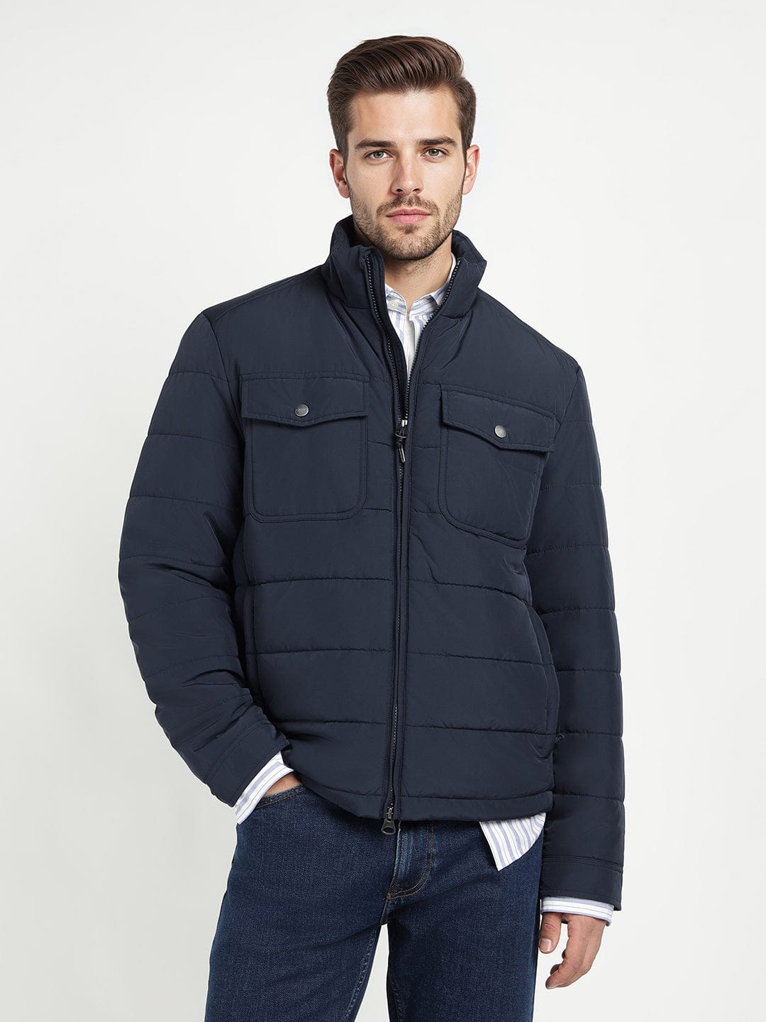 Gant Men Blue Solid Collar Jacket