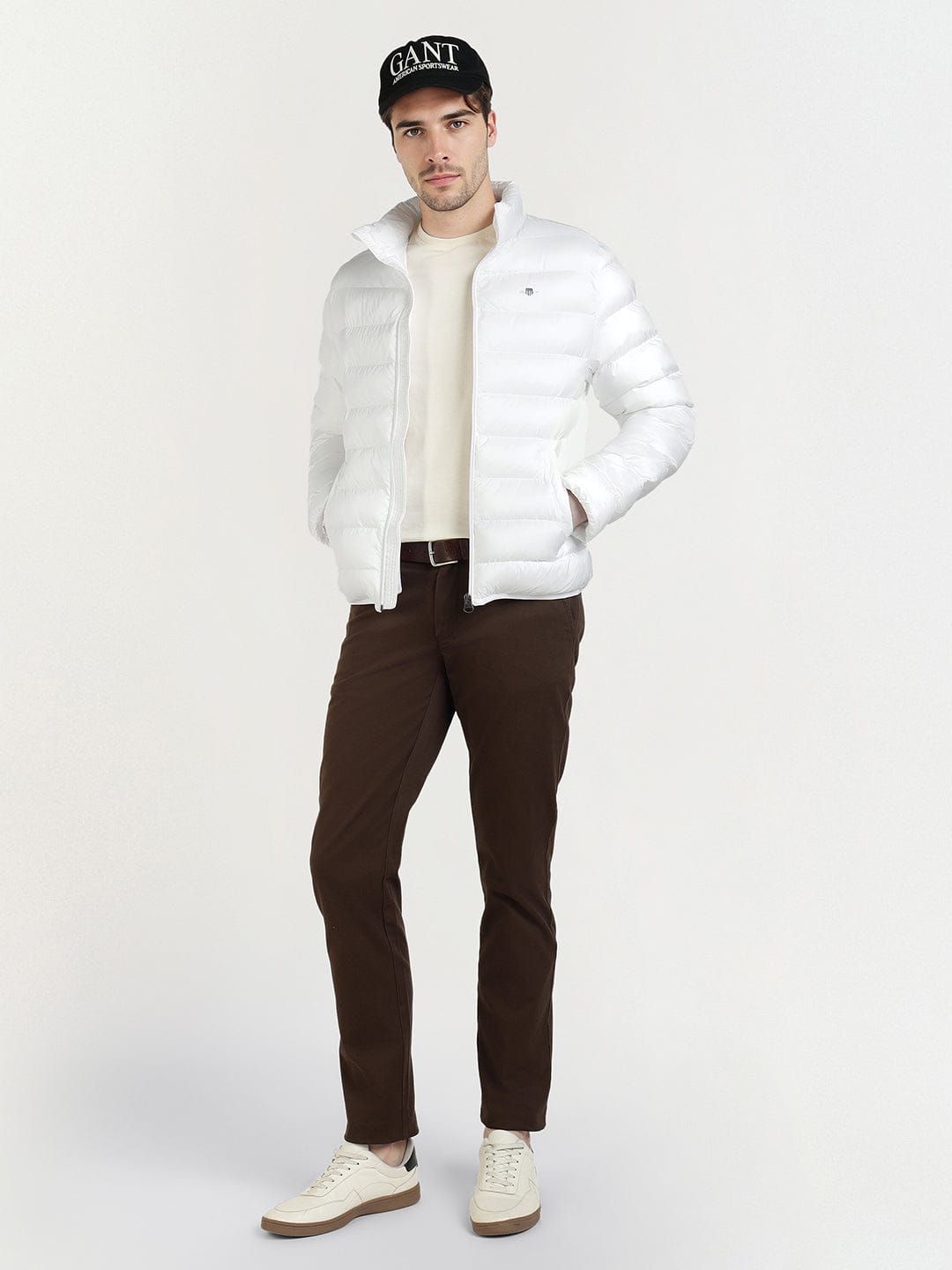 Gant Men White Solid Collar Jacket